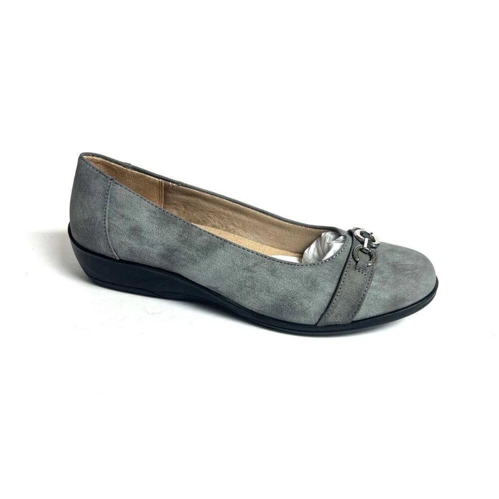 Life Stride Women’s Ideal Gray Slip On Flats Size 8 Wide